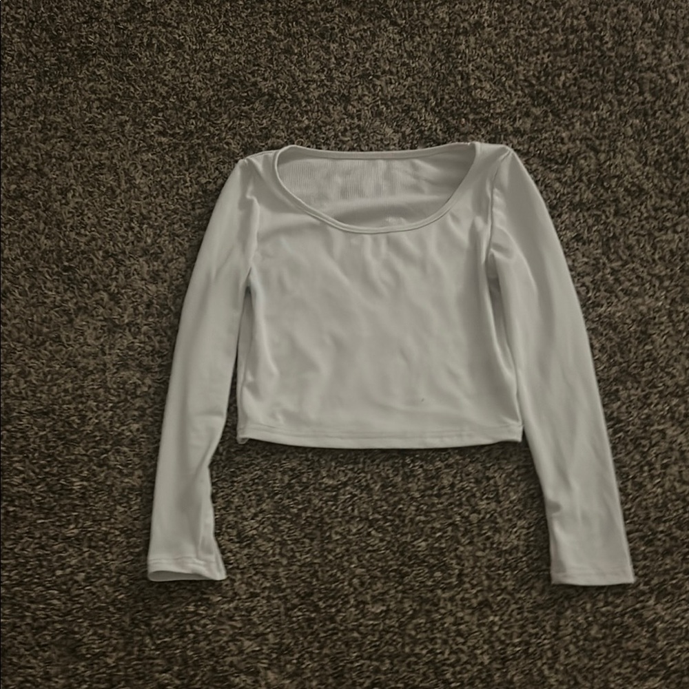 White Long Sleeve Crop Top